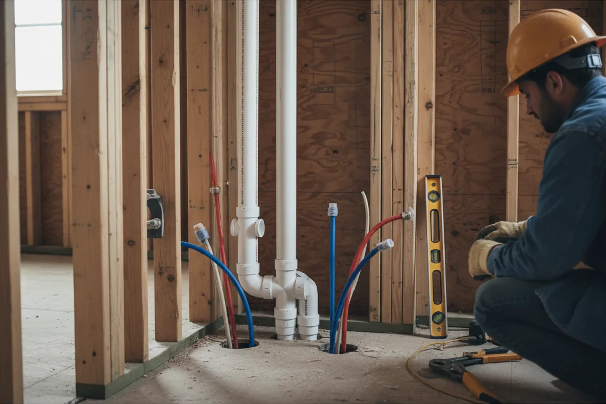Drain and supply rough-in during Leak Detection in Walhonding