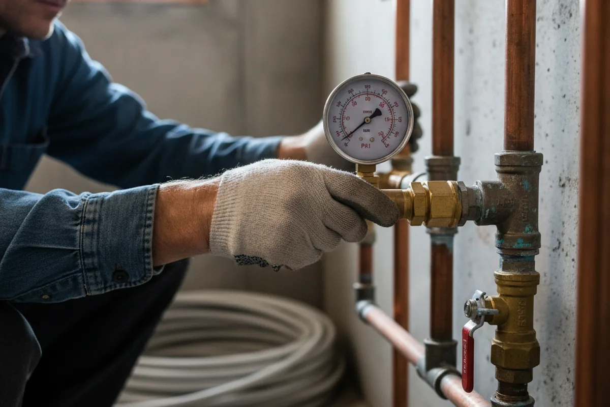 Pressure testing a repaired line during Water Line Repair in Walhonding